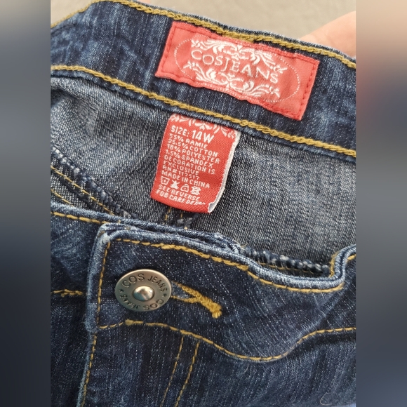 Y2K Cos Jeans Blue Jeans with Beaded Embellishment High Rise Women's Size 14W - Picture 5 of 5